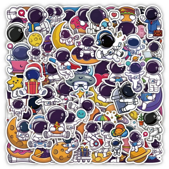 Festival Decoration 61Pcs Waterproof Astronaut Stickers For Teens Boys Girls Kids Cartoon Space Stickers For Laptop Water Bottle Cup Bike Luggage Phone Flasks Scrapbook