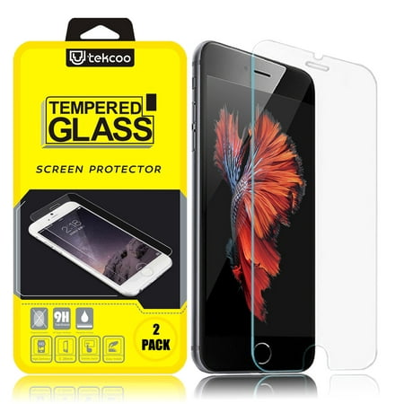 iPhone 6S Screen Protector, 2-Pack Tekcoo iPhone 6 / iPhone 6S (4.7 inch) Premium 9H Hardness Anti-Scratch HD  Tempered Glass Screen Protector Skin [3D Touch Compatible] [Rounded Edge