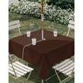 thumbnail image 3 of Square Outdoor Tablecloth with Umbrella Hole Brown Pure Color Outside Table Cloth Waterproof Patio Table Cover Aesthetics Contemporary Luxury Zipper Tablecloths for Picnic Party Camping 60x60 Inch, 3 of 8