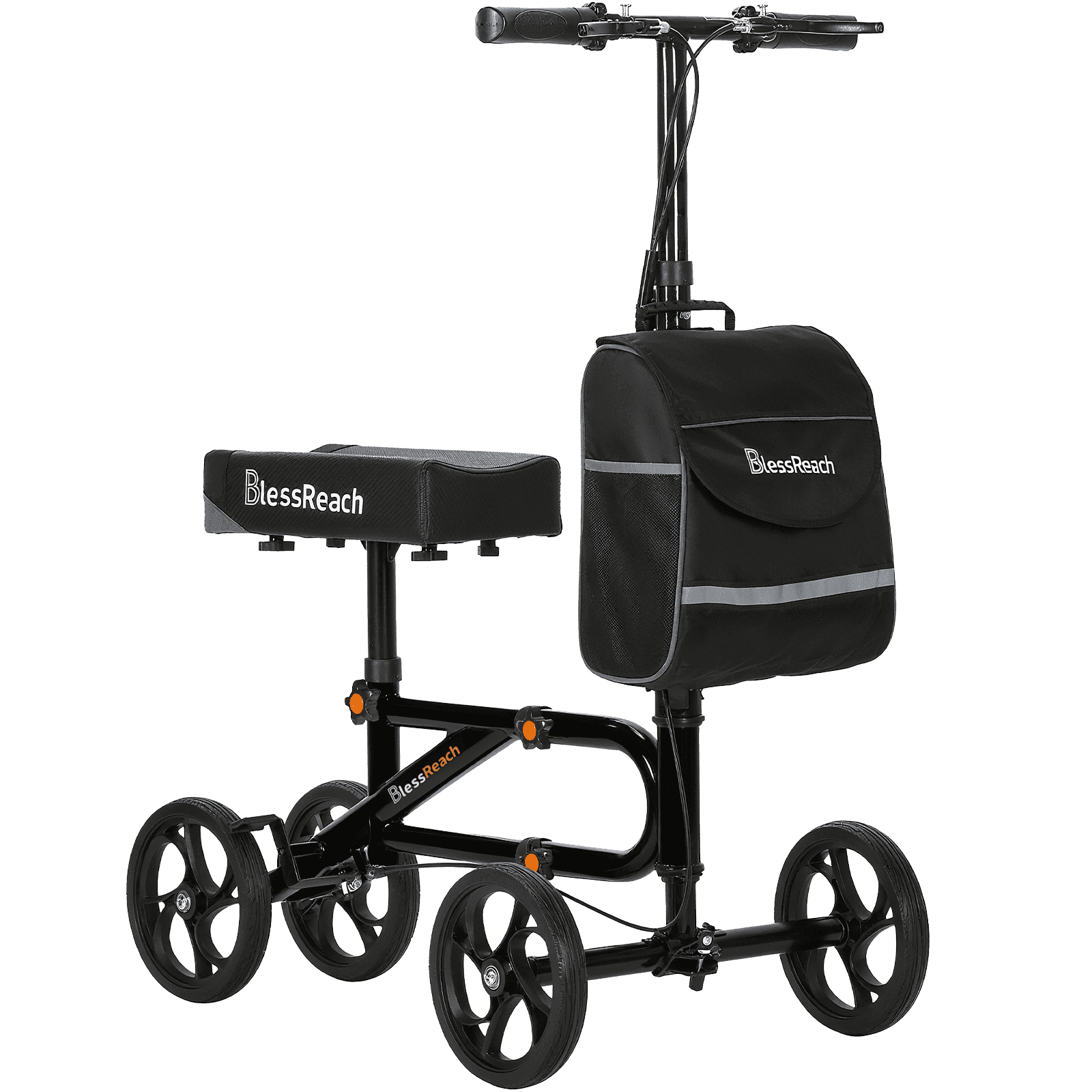 Blessreach Folding Knee Scooter for Adults - Crutch Alternative for Foot Surgery & Injuries, Black