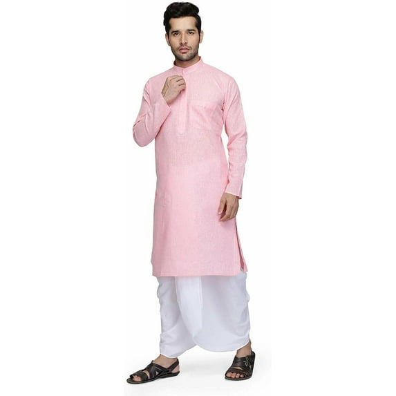 Mens Desginer Wear Bollywood Style Indian South Indian Cotton Dhoti Kurta Set