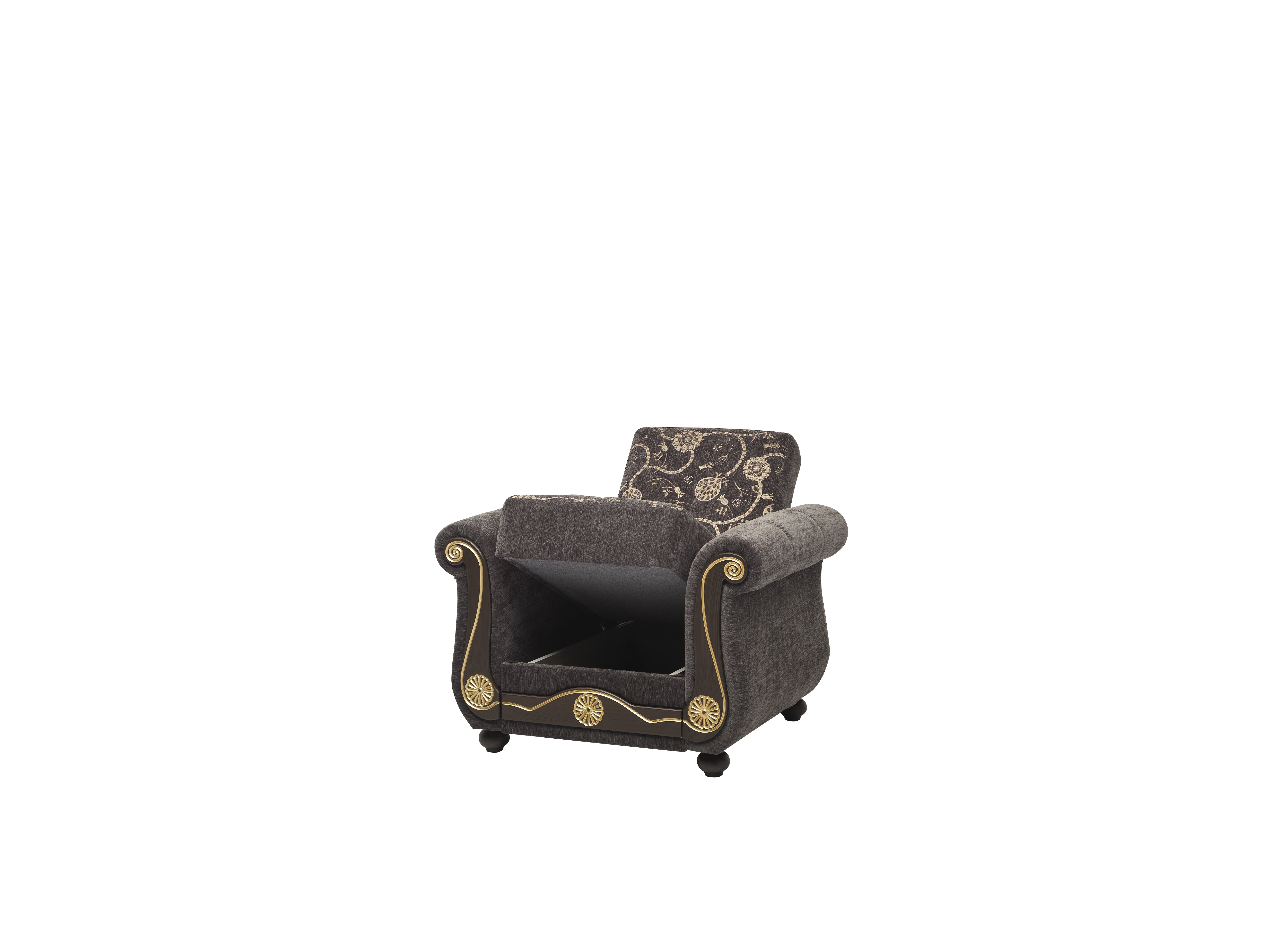 Ottomanson Convertible Accent Armchair with Hidden Storage, Firm Comfort Seating, Gray