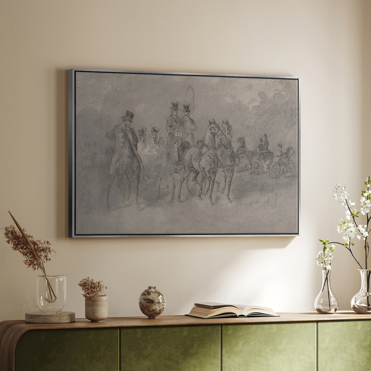 Vintage Sketch-XXIX By Wexford Home Framed in Silver Wood Gallery Wrapped Canvas 27 in. x 41 in.