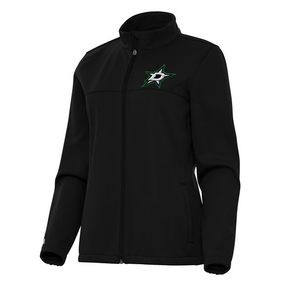 Women's Antigua Black Dallas Stars Links 2 Full-Zip Golf Jacket