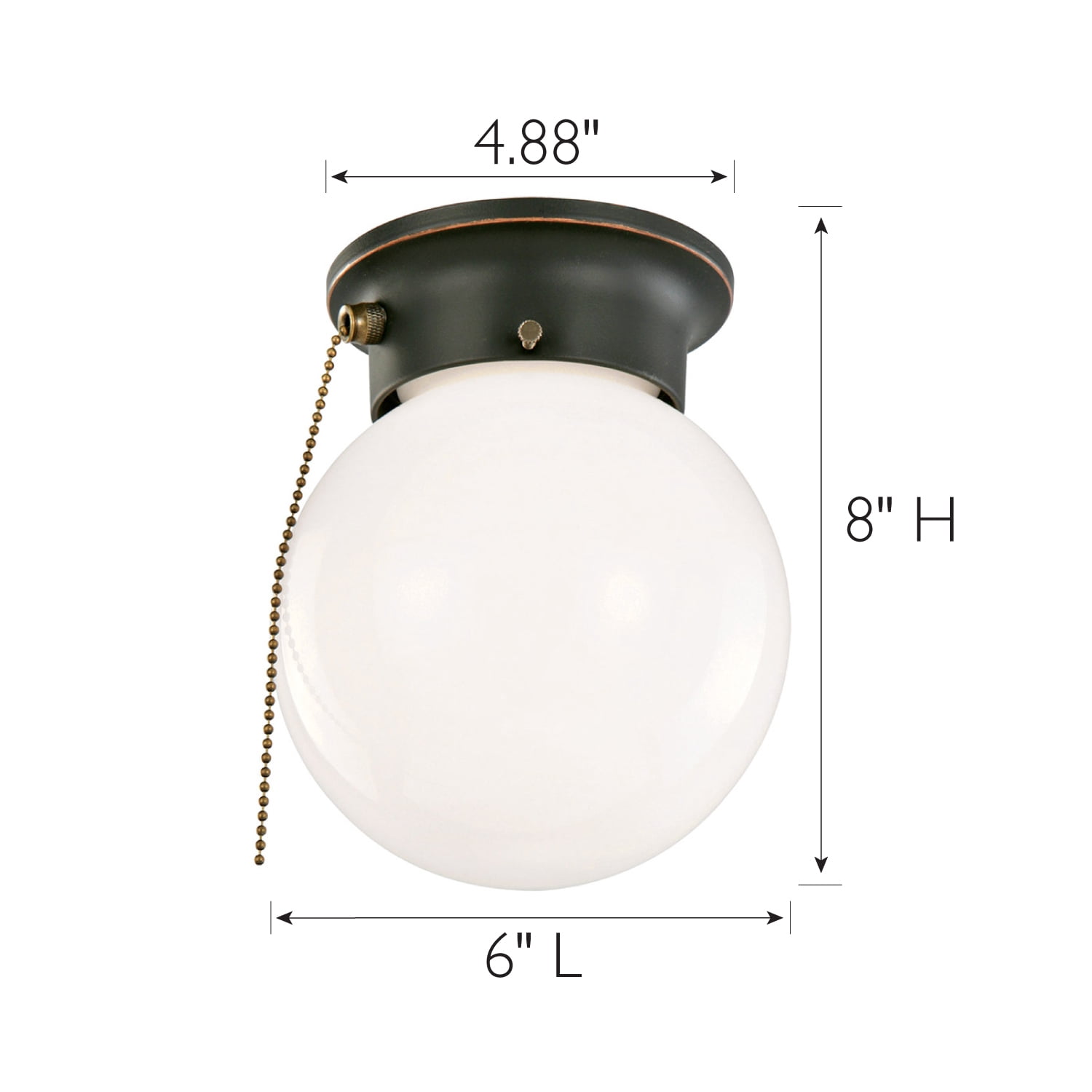 Design House 589275-ORB Traditional 1-Light Indoor Ceiling Flush Mount With Pull Chain Dimmable Globe Light Opal Glass for Bedroom Hallway Kitchen Dining Room Closet, Oil Rubbed Bronze