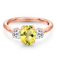 thumbnail image 3 of Gem Stone King 2.22 Ct Oval Canary Mystic Topaz White Topaz 18K Rose Gold Plated Silver Ring, 3 of 6