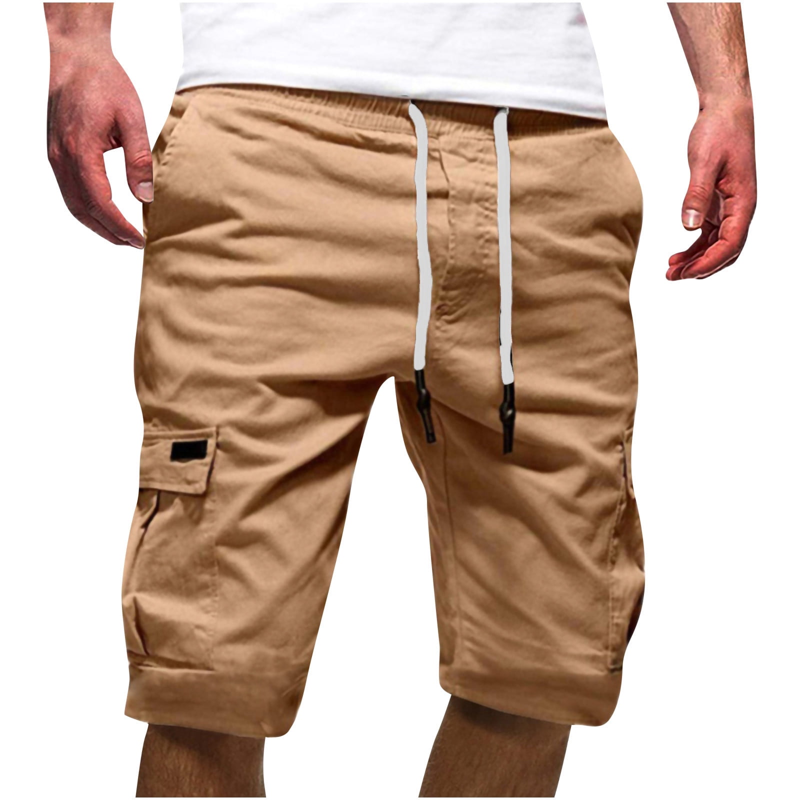 Mens Drawstring Khaki Shorts