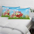 thumbnail image 3 of Blue Green Easter Pillow Covers, Linen Long Throw Pillow Case, Spring Watercolor Eggs Bunny Red Truck Holiday Pillow Protector Decorative Cushion Cover for Living Room/Bedroom 20" x 30", 3 of 8