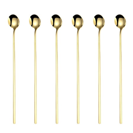 

Coffee Spoon Long Handle Spoon Stainless Steel Mixing Spoon Set For Tea Dessert Cocktail 6Pcs Stirring Spoon