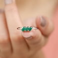 thumbnail image 4 of Rosec Jewels Womens 1/4 CT Baguette Cut Emerald Three Stone Ring, Gold Emerald Ring, 3 Stone Emerald Gold Ring, 10K Rose Gold, US 8.50, 4 of 6