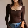 thumbnail image 4 of Camiseta básica de manga larga con cuello redondo y corte entallado para mujer, 4 of 6