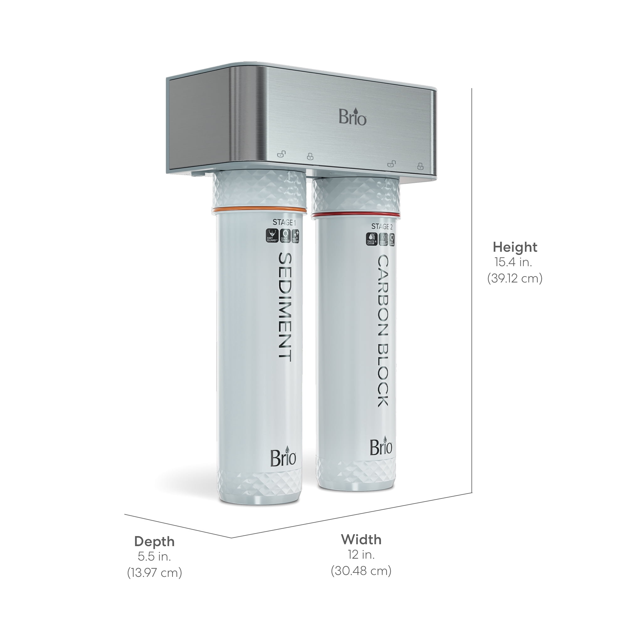 Brio 2-Stage Under Sink Filtration System, 950-Gallon Capacity Sediment & Carbon Filters