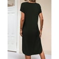 thumbnail image 6 of Ladies Summer Solid Color Slit Midi Dress Black S, 6 of 9