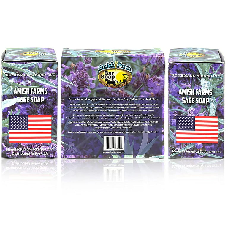 Amish Farms Natural Soap Bar, 4 Bars, Lavender Scent, Made in USA 