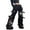 Black, variant on Gothic Black Punk Cargo Jeans for Women Wide Straight Leg Grunge Baggy Pants Aesthetic Trousers Y2k Streetwear with Pockets