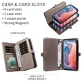 thumbnail image 7 of Asuwish Phone Case for Motorola Moto G Play 4G 2024 Zipper Wallet Detachable Cell Cover with Tempered Glass Screen Protector Crossbody Strap Flower Flip Card Holder XT2413V XT2413-1 64GB Women Gray, 7 of 7