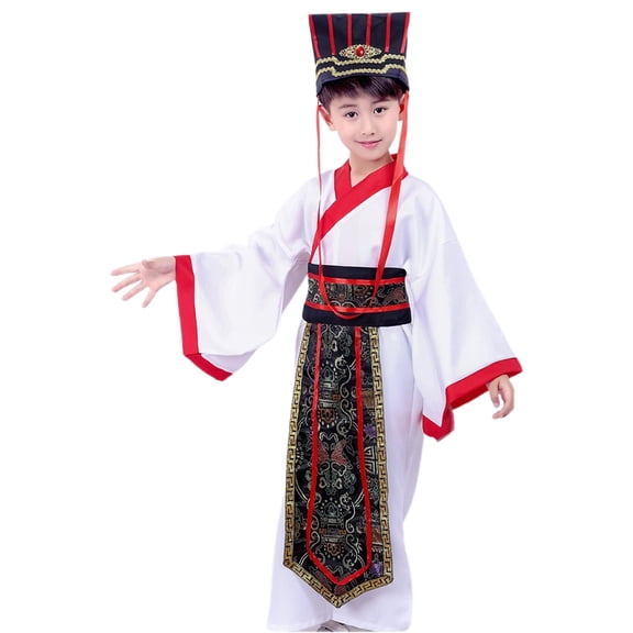Kids Traditional Chinese Hanfu for Boys, Ancient Scholar & Official Robe, Children's Historical Drama & Performance Outfit for 2-18 Years