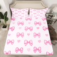 thumbnail image 2 of Homewish Ribbon Bow Tie Bed Sheets,Cute Loves Pattern King Sheets,Pink Bowknot Sheet Set For Kids,Breathable Home Decor,4-Piece, 2 of 7