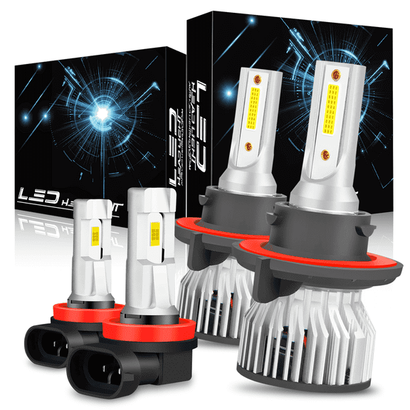 For 2013-2018 Nissan Leaf with 2 Headlamp Submodel LED Headlight Bulbs H13 High Low Beam H11 Fog Light 4pcs