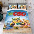thumbnail image 4 of Agente Oso Conjunto de sábanas temático, trío de piezas, cómodo y amigable con la piel, diseño único, regalo de decoración para el hogar para familiares, amigos y fans, 90 cm * 190 cm, 4 of 6
