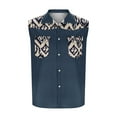 thumbnail image 5 of VBTAPA Men's Sleeveless Beach Shirts Trendy Summer Button Down Tank Tops Aztec Printed Casual Tank Shirt with Pockets Sales of the Day Navy XXXL, 5 of 6