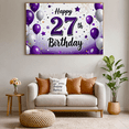 thumbnail image 6 of Purple Themed 27th Birthday Banner with Balloons Stars and Confetti Background Party Supplies Photography Props Birthday Decoration Birthday Party Decorations, 6 of 6