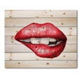 thumbnail image 3 of Designart 'Sexy Plump Puffy Girl Lips Biting' Modern Print on Natural Pine Wood, 3 of 5