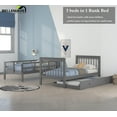 thumbnail image 3 of BELLEMAVE Stairway Twin Over Twin Bunk Bed with Trundle and Storage Detachable Wood Bunk bed with Staircase, Shelves and Guardrail for Teens, Convertible into 2 Beds, Gray, 3 of 11