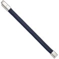 thumbnail image 2 of Chisel Stainless Steel Polished Navy Blue Braided Leather Bracelet with .5 inch Extension - 7.75", 2 of 6
