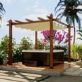 thumbnail image 4 of Petyee 10'x10' Outdoor Retractable Pergola with Canopy, Aluminum Pergola with Waterproof Canopy, Modern Outdoor Trellis for Patio Gardens, Wood-Grain Finish,Beige canopy, 4 of 9