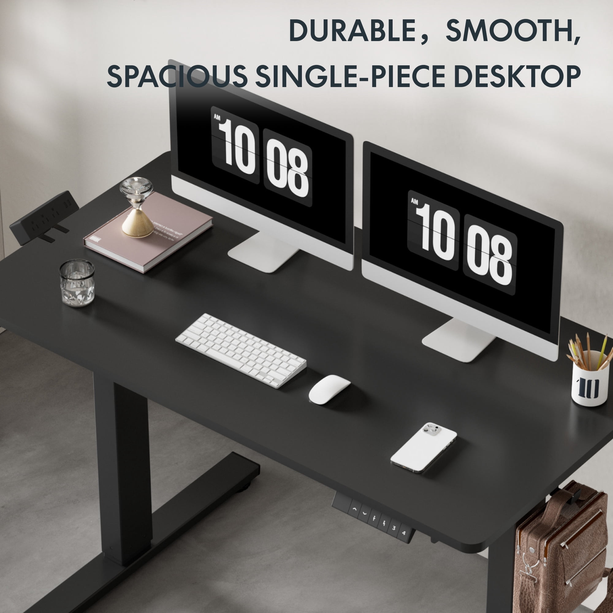 FLEXISPOT 48"x30" Black Home Office Height Adjustable Standing Desk Whole-piece Desktop Computer Desk