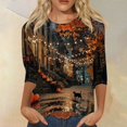 thumbnail image 2 of IYYVV Funny Graphic tees for women Pumpkin Ghost Bats Spiders Halloween Costumes Crewneck 2026 Shirts 3/4 Sleeve T-Shirts Black XL, 2 of 8