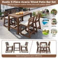 thumbnail image 3 of 5-Piece Rustic Patio Bar Set, Patio Table and Chairs Set with Ergonomic Chairs, Solid Wood Slatted Tabletop for Poolside, Balcony, Backyard, Porch, 3 of 5