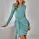 thumbnail image 5 of Mini Vestido Cruzado Con Cuello Redondo, Suave Y Cómodo Vestido De Manga Larga Con Cintura Elegante Y Transpirable Para El Trabajo Para Mujer ANGGREK  Otros, 5 of 6
