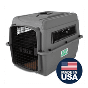 Petmate Sky Kennel for Dogs & Cats, IATA Approved, Plastic Travel Carrier, Gray, For Dogs & Cats 15-30 lbs, Small, 21 x 15 x 21