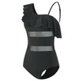 thumbnail image 2 of Women’s Ruffle One Shoulder Swimsuits One Piece Tummy Control Bathing Suit, Black, 2 of 7