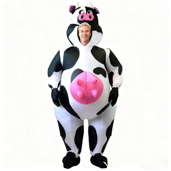 Joyfy Adult Inflatable Cow Costume Halloween Inflatable Costume Blow Up Cow Outfit Suit for Cosplay Party and Themed Dress Up