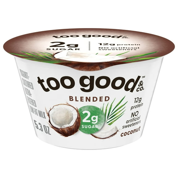 Too Good & Co. Coconut Yogurt-Cultured Ultra-Filtered Low Fat Milk Product Cup, 5.3 OZ
