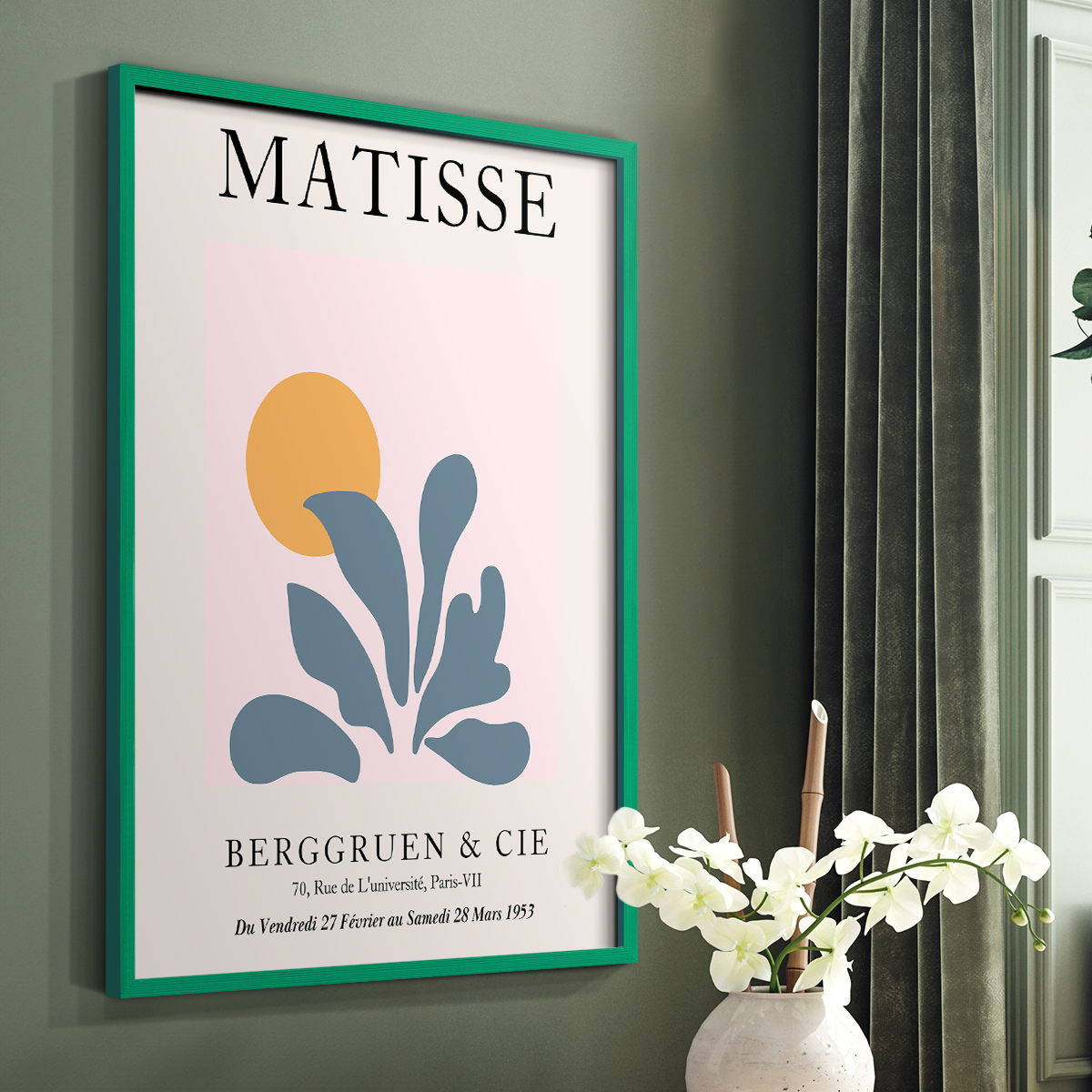 Matisse DVIII Framed Print in Green Solid Wood Framed Print No Nail Hanging