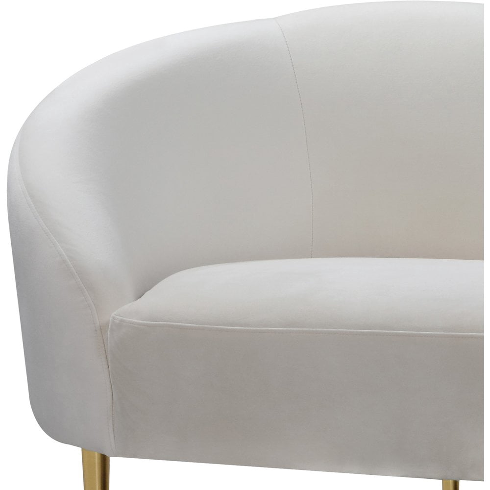 Meridian Furniture Ritz Contemporary Velvet Sofa in Cream