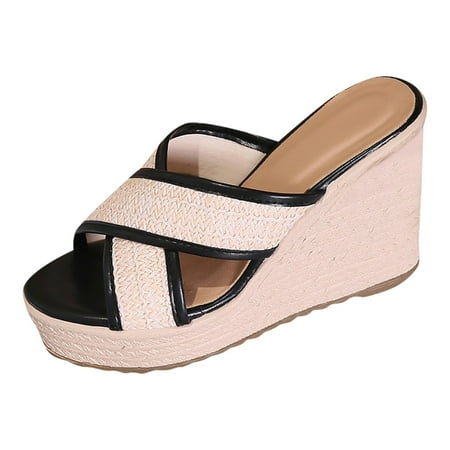 

Ramiter Shoes for Women Sandals Women Flip Flops with Arch Support High Increased Flower Platform Sandals for Women Dressy Summer Wedge Shoes Black