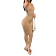 thumbnail image 1 of Mono salvaje de moda de verano para mujer de VISgogo, mono de Color sólido con cuello redondo, pantalones acampanados de manga corta, monos largos, ropa de una pieza VISgogo  moda, 1 of 4