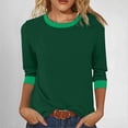 thumbnail image 3 of Lixiuxyad Women Basic Tee Long Sleeve Casual T Shirt Round Neck Color Loose Fit Basic Top Tee Blouse Comfortable Daily Wear Shirt,Green, 3 of 6