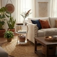 thumbnail image 6 of ZEXVIDA Vintage Round Side Table, 3-Tier Slim Waist End Table with Storage Shelf, Tea Table Beside Sofa or Bed, Corner Coffee Table Nightstand for Living Room Bedroom Small Spaces,White+gold, 6 of 9