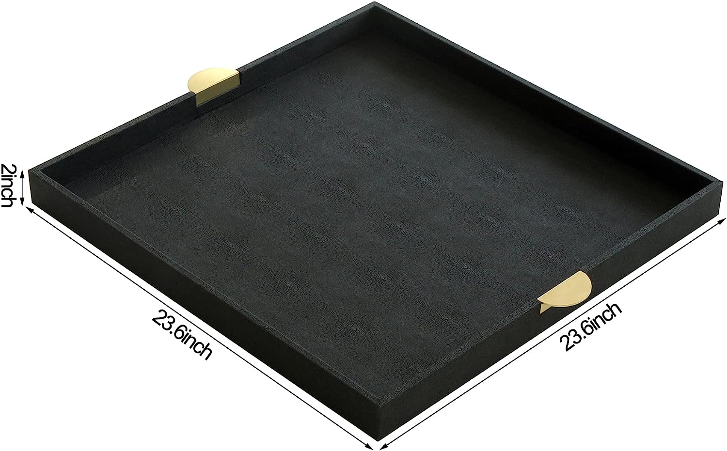 Extra Large Square Serving Tray, Elegant Faux Leather Ottoman Tray with
