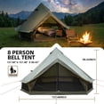 thumbnail image 4 of 4 Season Bell Tent 13.1FT, Beige Waterproof Glamping Yurt Tent with Stove Jack, Fits 8 People, Oxford Fabric, Roll-Up Walls, for Family Camping & Outdoor Parties, 4 of 9