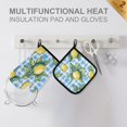 thumbnail image 4 of Yayeee Oven Mitts and Pot Holder Set of 2 Heat Resistant Kitchen Gloves Baking Hot Pad, Cartoon Plaid Lemon, 4 of 5
