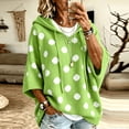 thumbnail image 2 of Domzest Womens Oversized Hooded Knit Sweater V Neck 3/4 Sleeve Drawstring Hoodies 2026 Fall Casual Lightweight Pullover Sweater Plus Size Green 3XL, 2 of 7