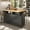 Black, variant on JESTOP 55.7" Large Kitchen Cart Island on Wheels Foldable Dining Table with 2 Drop Leaf, Power Outlet, 3 Drawers, Wood Storage Cabinet