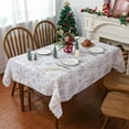 thumbnail image 2 of Christmas Tablecloth 60 x 84 Inch, Christmas Decorations for Home Snowflake Decorations White Gold Christmas Table Cloth Seasonal Winter Holiday Scallop Edge Table Cover Party Table Decorations, 2 of 6